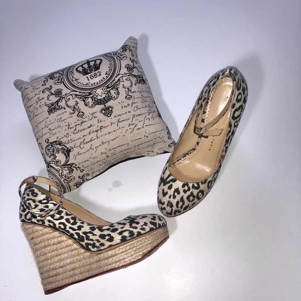 Charlotte Olympia leopard & jute wedges, Sz. 37
